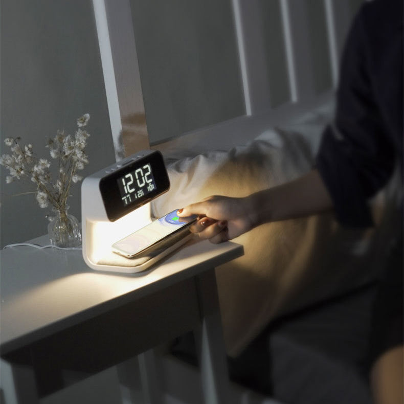 Creative 3 In 1 Bedside Lamp Wireless Charging LCD Screen Alarm Clock  Wireless Phone Charger - Zerotron