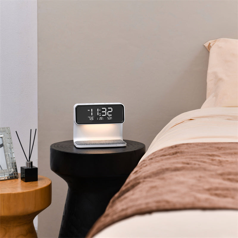 Creative 3 In 1 Bedside Lamp Wireless Charging LCD Screen Alarm Clock  Wireless Phone Charger - Zerotron