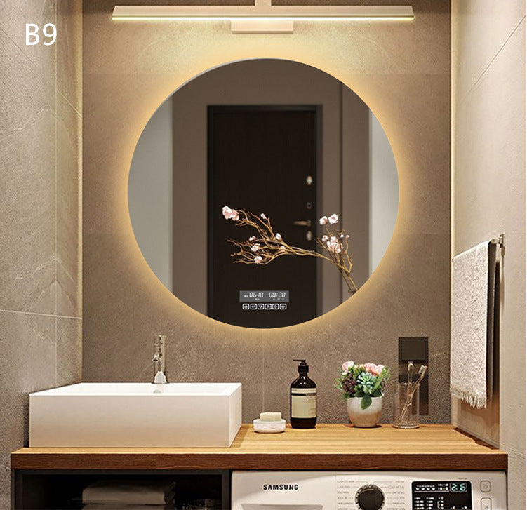 Round Smart Bathroom Toilet Mirror With Light Touch Screen Induction - Zerotron