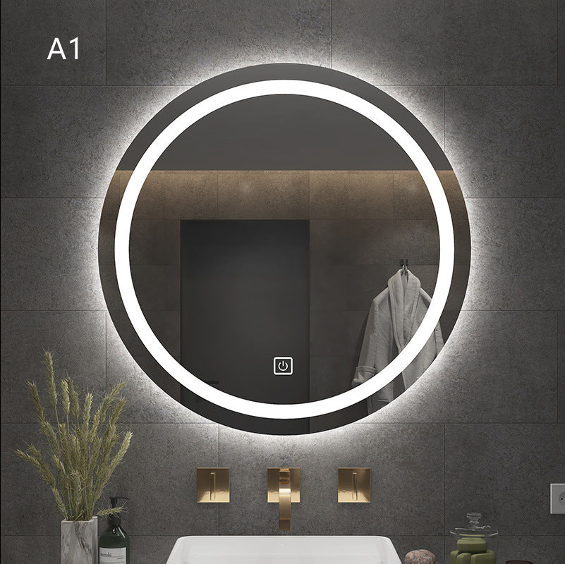 Round Smart Bathroom Toilet Mirror With Light Touch Screen Induction - Zerotron