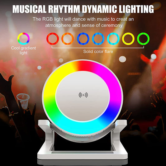 Multifunctional Four-in-one Small Night Lamp RGB Bluetooth Speaker Mobile Phone Holder 15W Wireless Charging - Zerotron