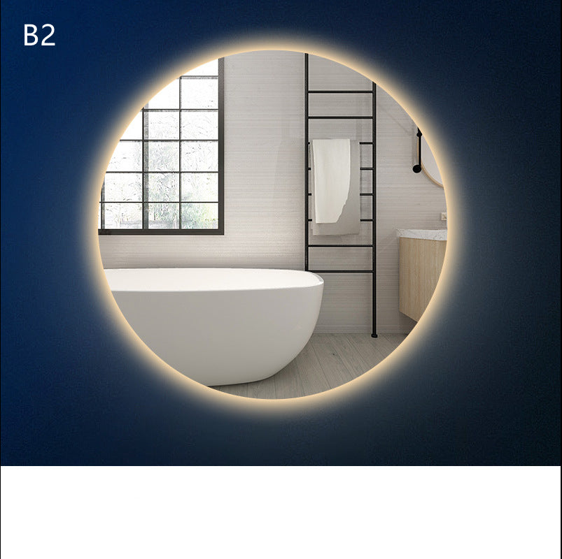 Round Smart Bathroom Toilet Mirror With Light Touch Screen Induction - Zerotron