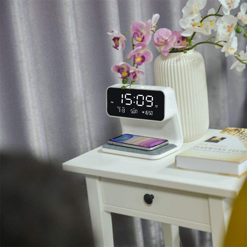 Creative 3 In 1 Bedside Lamp Wireless Charging LCD Screen Alarm Clock  Wireless Phone Charger - Zerotron