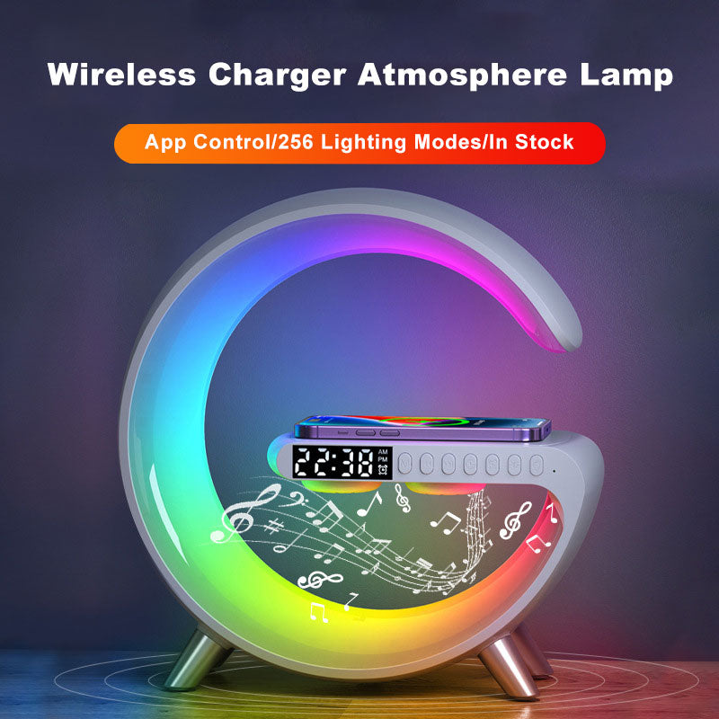 New Intelligent G Shaped LED Lamp Bluetooth Speake Wireless Charger Atmosphere Lamp App Control For Bedroom Home Decor - Zerotron