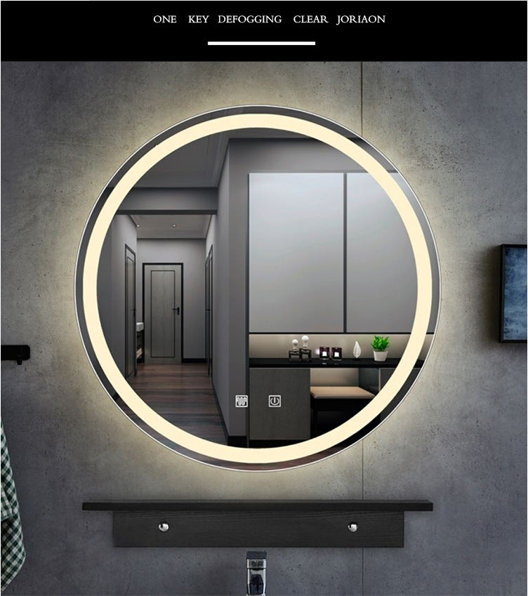 Round Smart Bathroom Toilet Mirror With Light Touch Screen Induction - Zerotron