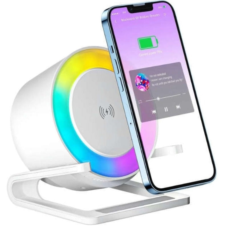 Multifunctional Four-in-one Small Night Lamp RGB Bluetooth Speaker Mobile Phone Holder 15W Wireless Charging - Zerotron