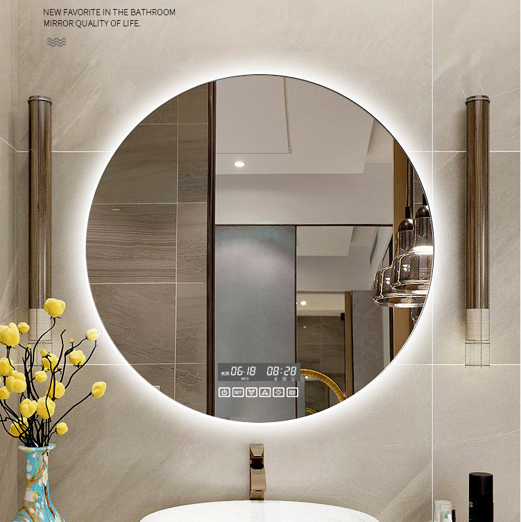 Round Smart Bathroom Toilet Mirror With Light Touch Screen Induction - Zerotron