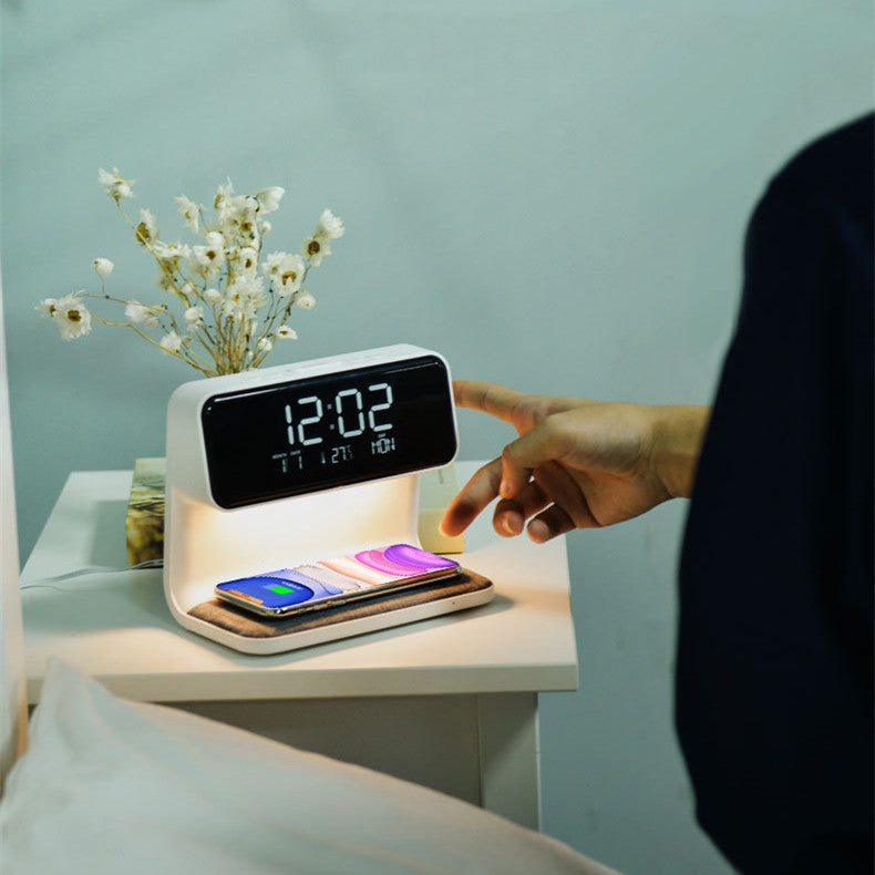 Creative 3 In 1 Bedside Lamp Wireless Charging LCD Screen Alarm Clock  Wireless Phone Charger - Zerotron