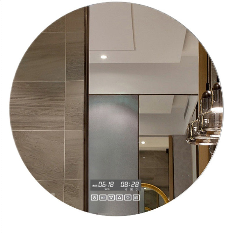 Round Smart Bathroom Toilet Mirror With Light Touch Screen Induction - Zerotron